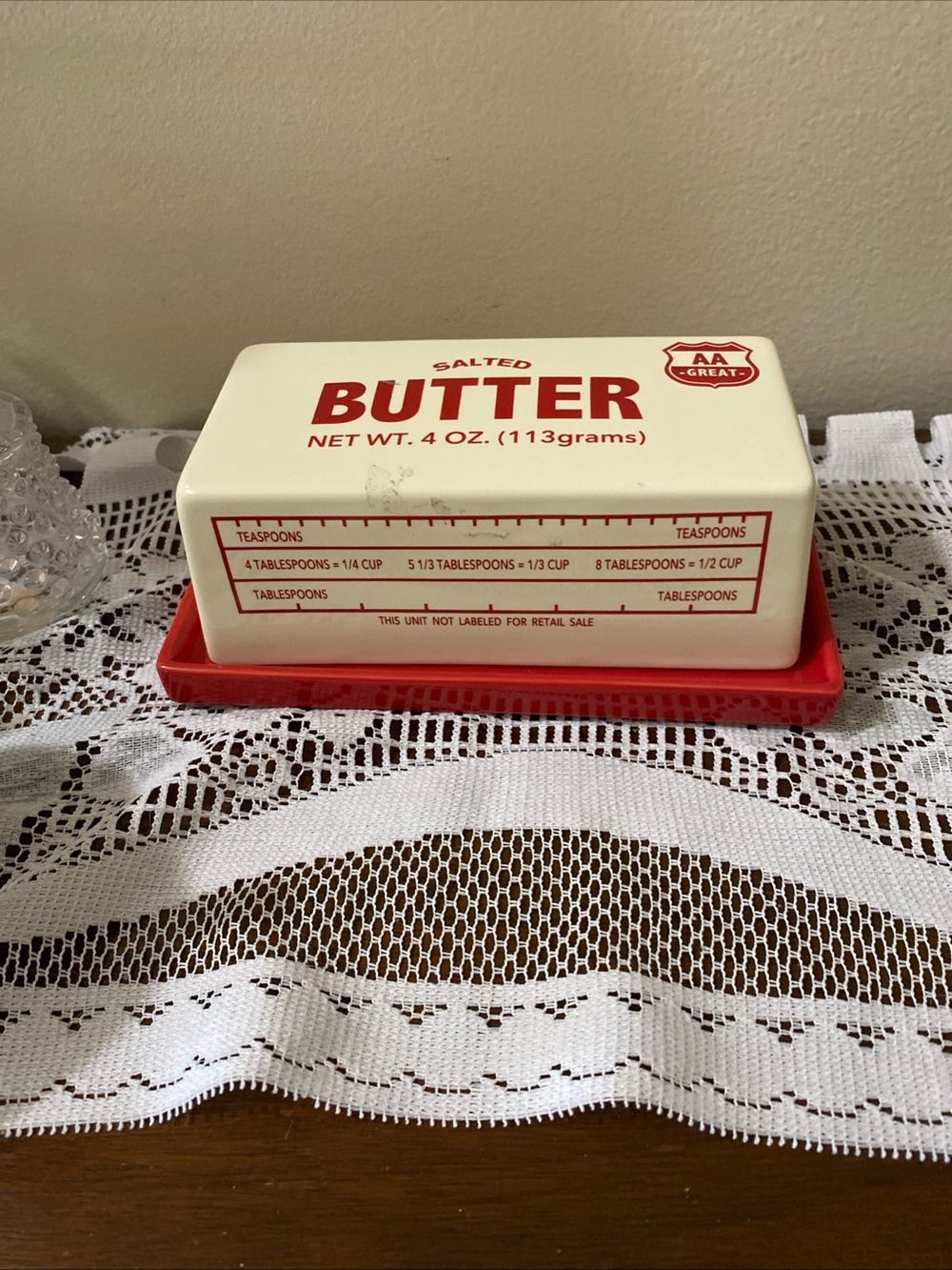 Cost Plus World Market Red & Cream Ceramic Butter Dish - Picture 6 of 7